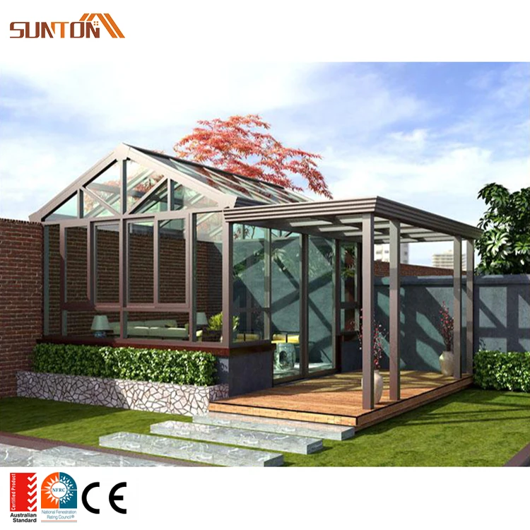 Custom outdoor metal aluminium sunrooms glasshouse set design modern winter garden aluminum frame glass sunrooms & glass houses