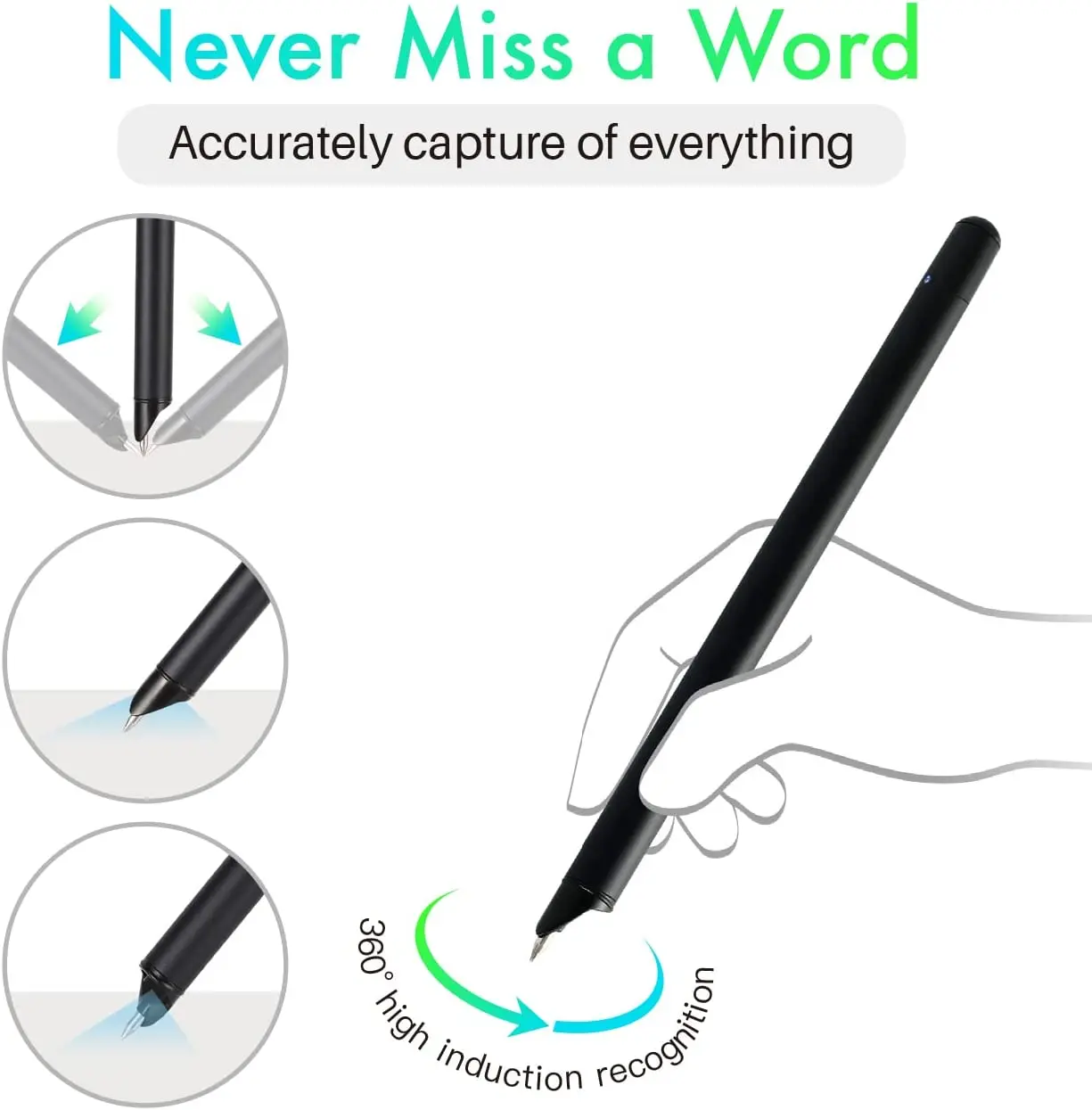 XUEZHIYOU Ble tooth Real-time digitize your notes Cloud Storage Handwriting Recognition Smart Writing Pen - Black