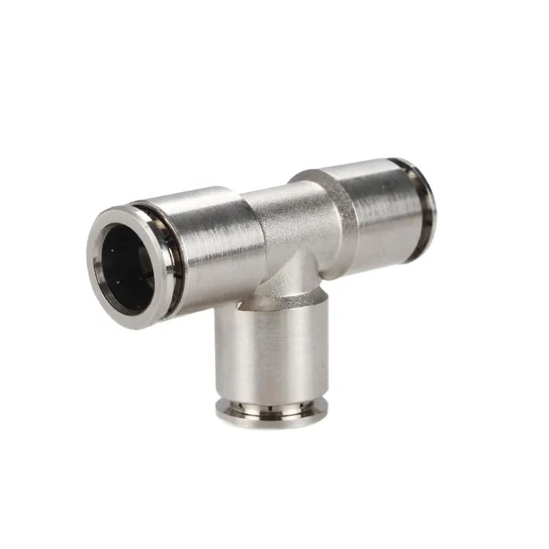 
PE-6 Brass Plated Nickel Pneumatic Parts Tee Types 6mm Equal Air compressor Hose One Touch Fittings Quick Connectors 