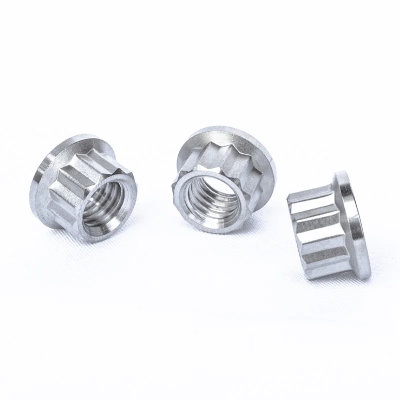 M8 Gr2 Gr5 Anodized Titanium 12 Point Flange Nut