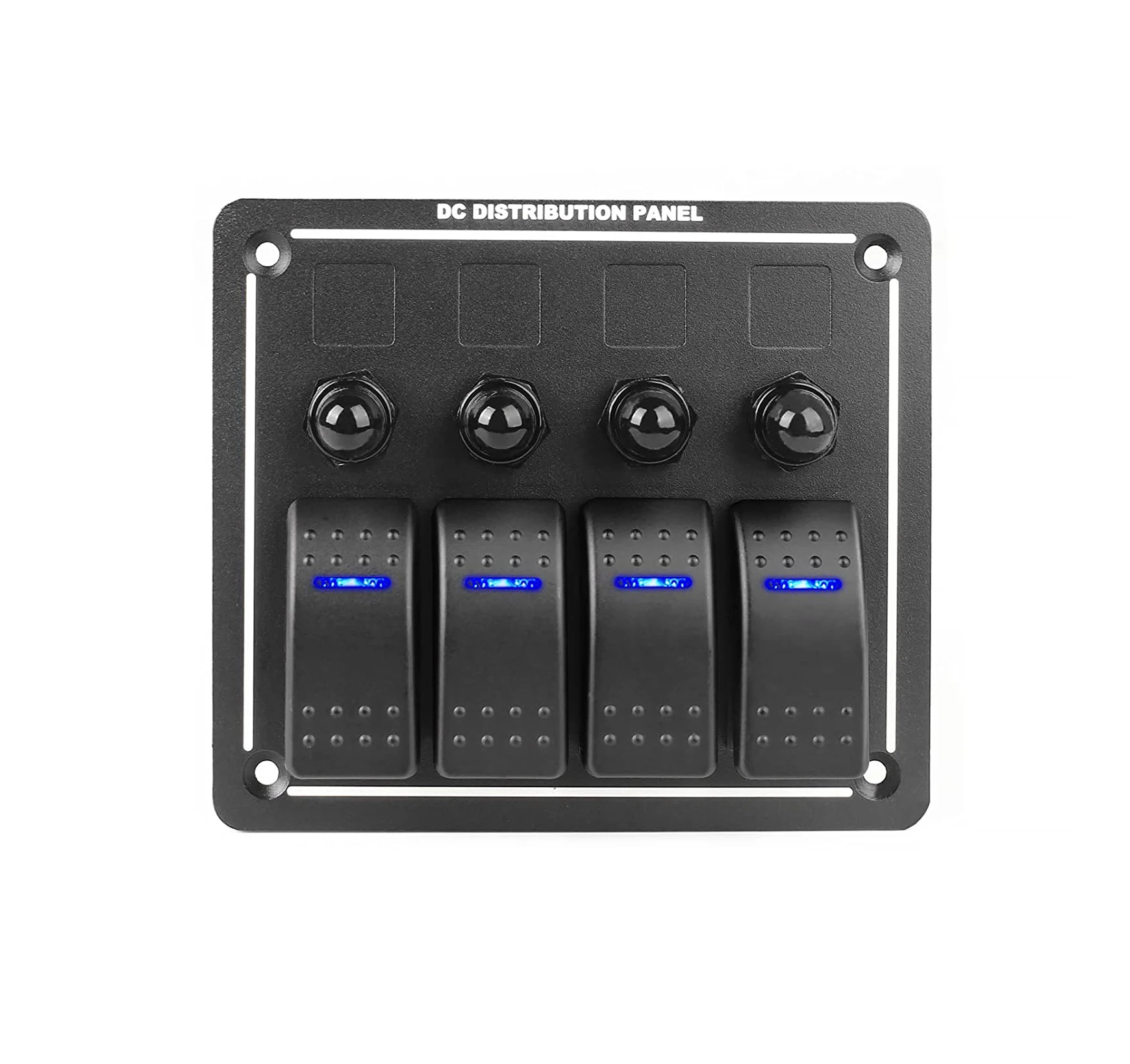 DC 12V / 24V 4 Gang Rocker Switch Panel with Overload Protector LED Indicator for Car Marine Boat RV Truck