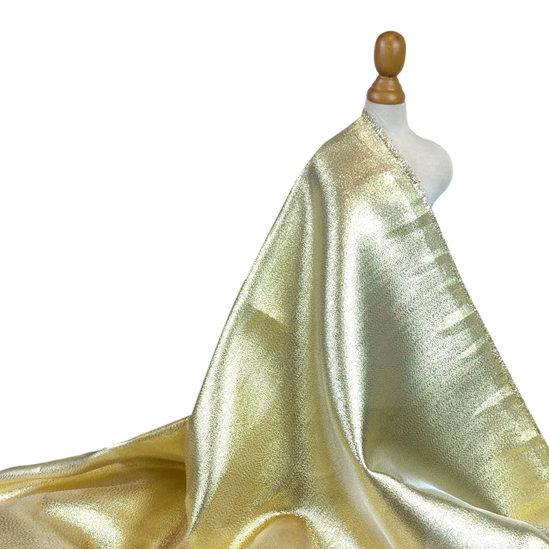 Modern Fashion Golden Glossy Fabric Organza Champagne Lurex Metallic Fabric