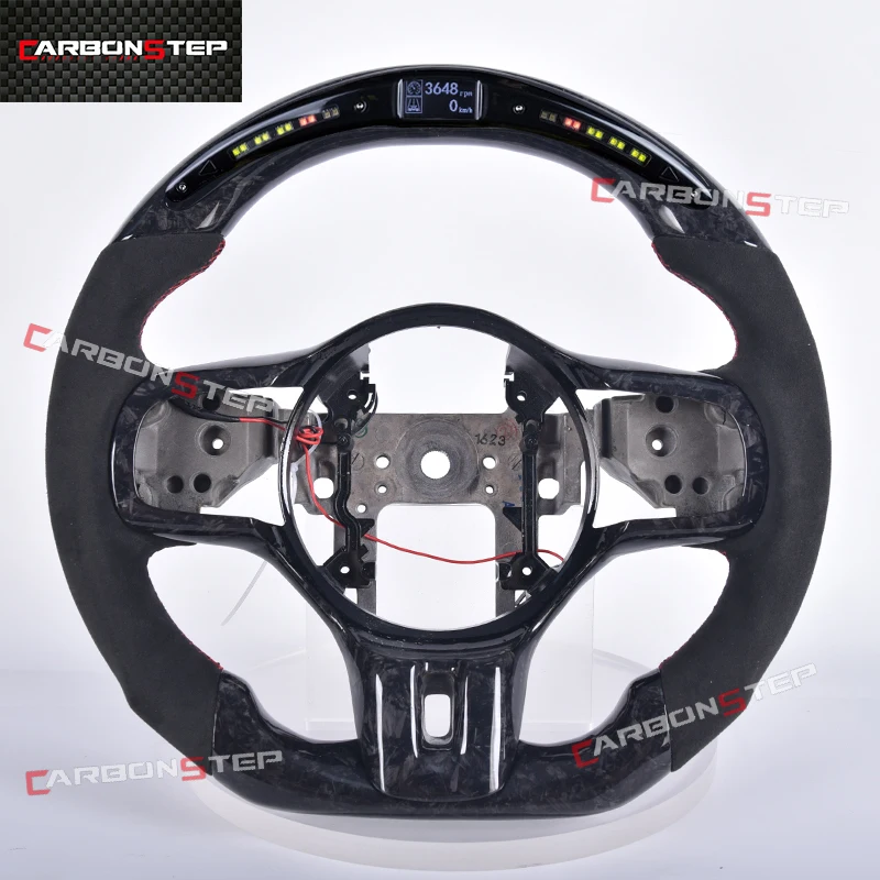 Custom Forged Carbon Fiber LED Racing Display Steering Wheel For Mitsubishi EVO
