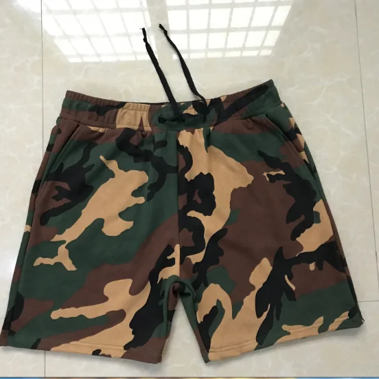 Custom wholesale mens camo shorts elastic waist oversized shorts camouflage short pants