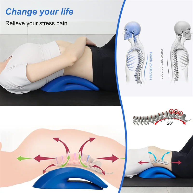 Pu Memory Foam Lumbar Traction Cushion Neck Traction Devices For Pain Relief Lower Back Neck Massage Stretcher