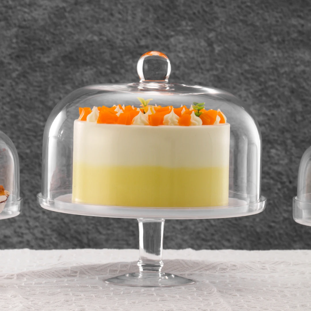 HOUSEWARE Glass Cake Stand with Dome Cake Holder And Cake Display Glass Stand for Kitchen Birthday Parties Weddings