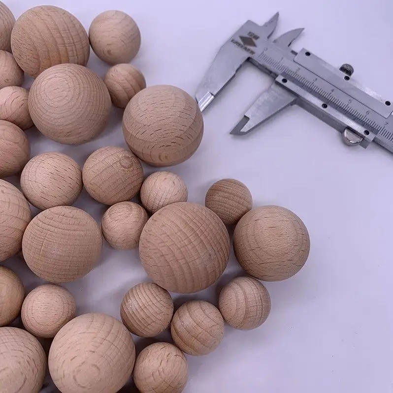 Wholesale log ball smooth natural wood non-porous DIY craft ball unprocessed decorative wood ball
