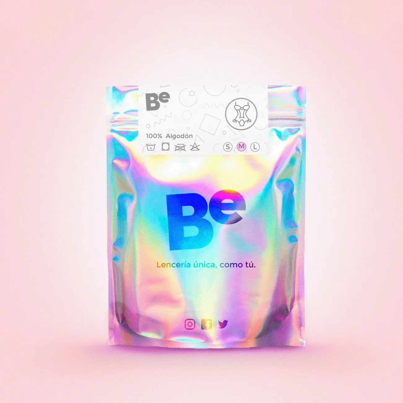 One Side Transparent holographic ziplock Packaging Zipper top Mylar Hologram Bags for underwear