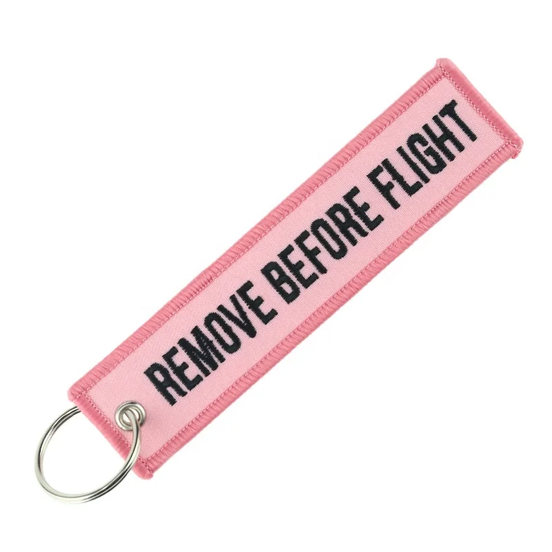 Fashion Fairy Jewelry Keychain for Cars Motorcycles Embroidery Key Chain Pink Key Fob REMOVE BEFORE FLIGHT Pink Keychain Tags