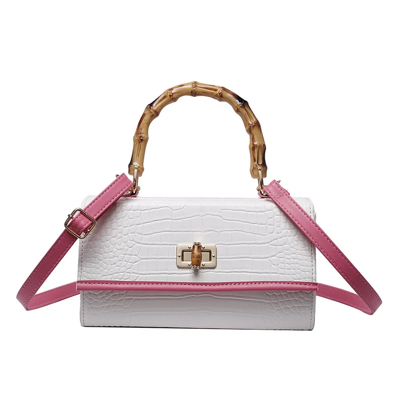 Custom women purse bamboo ziplock bag ladies purse small handbag bamboo handle bag