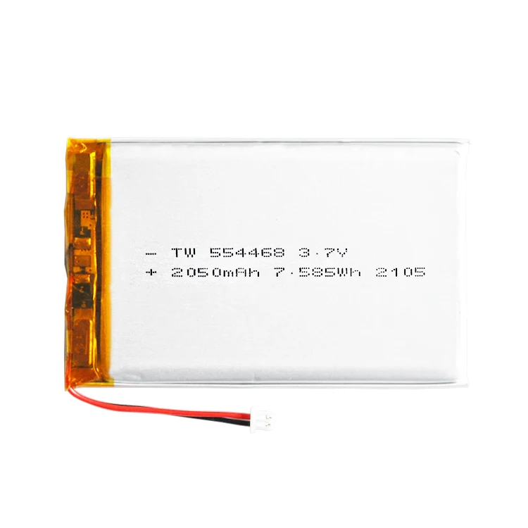 Customized 554468lithium Battery Pack 3.7V , Battery 2050mAh   Adding Plates and Wires for 554468 Battery