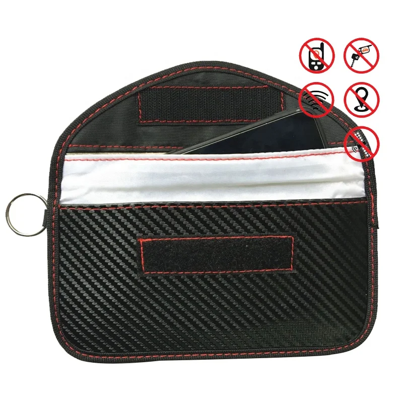 Large Faraday Bag Car Fob Key Signal Blocker Pouch Anti Theft Faraday Bag Cell Phone Carbon Fiber GPS RFID Signal Blocking Bag