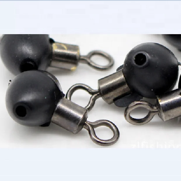 In stock rolling swivel with pearl plastic beads High Quality Nickel black fishing lure accessory swivel