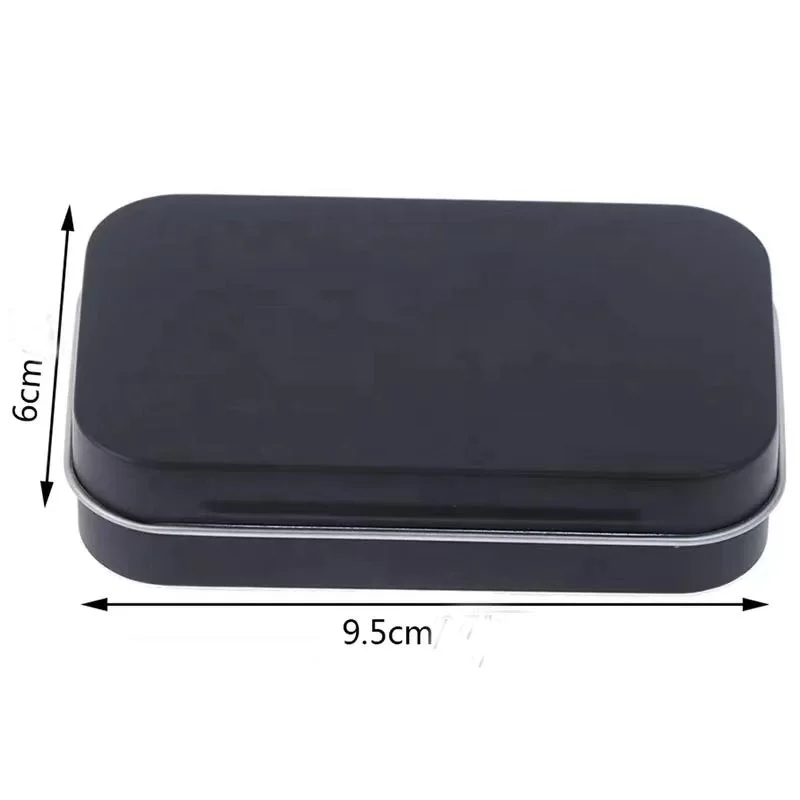 95*60*21mm Wholesale Small Rectangular Black Custom Metal Tin Box Cigarette Case Tin Box Packaging With Hinged Lid for Candy