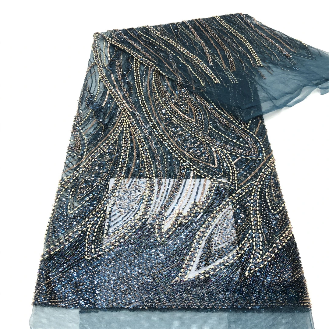 European and American peacock tail hand made beaded lace fabric for fashion and Wedding dresses