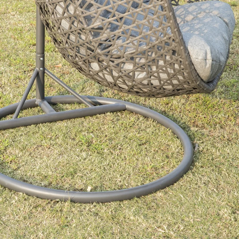 Swing Chair Indoor And Outdoor Balcony Leisure Hanging Egg Chair Patio Rattan Wicker Hammock With Stand and UV Resistant Cushion