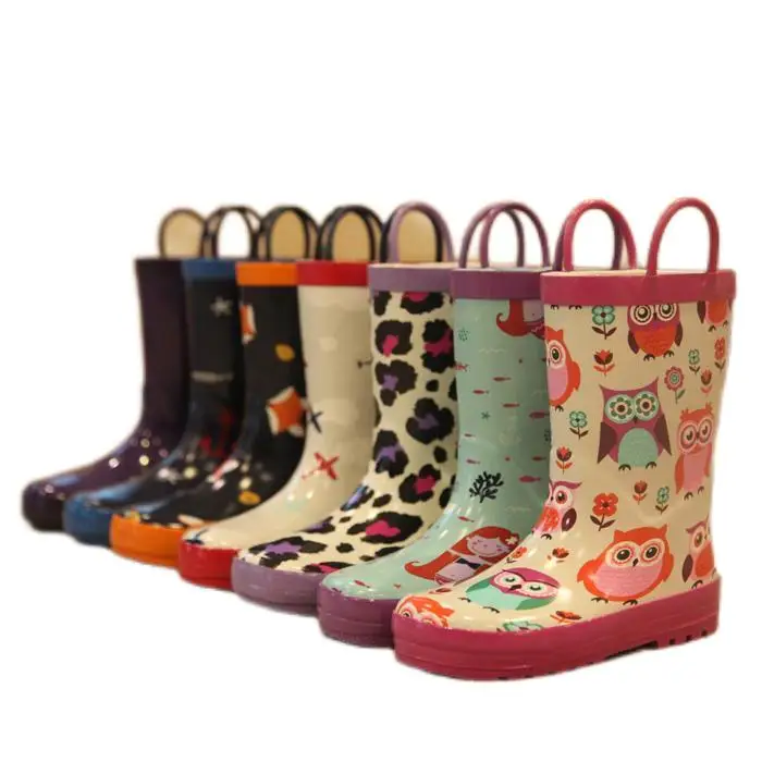 Girls Pink Nylon Band Solid & Printed children  Rainboots for Toddlers and Kids rubber rain boots for garden