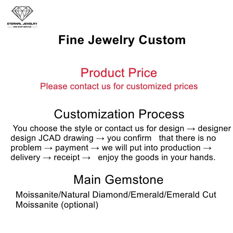 Eternal Jewelry Brand Custom Man Real 10k 14k 18k 24k Gold Pured White Yellow Rose Red Mossianite Natural Diamond Wedding Ring