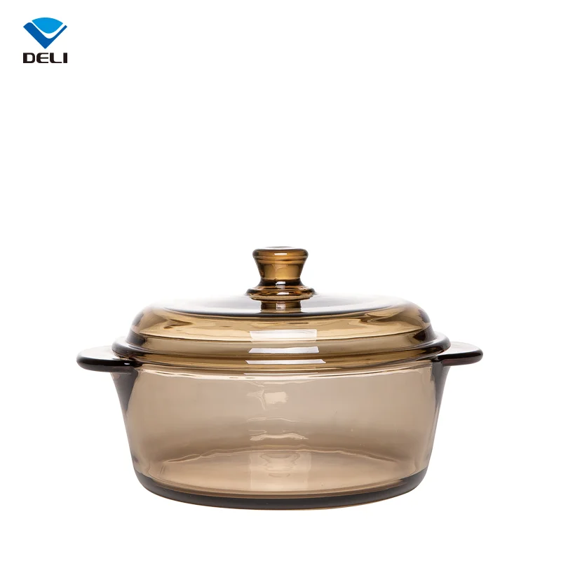 
1000ml 33.81oz Cookware Tempered Transparent Clear Heat Resistant Soup Cooking Glass Pot with Cover 