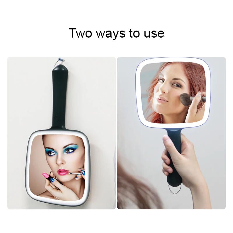 barber handheld mirror logo custom led hand mirror with handle