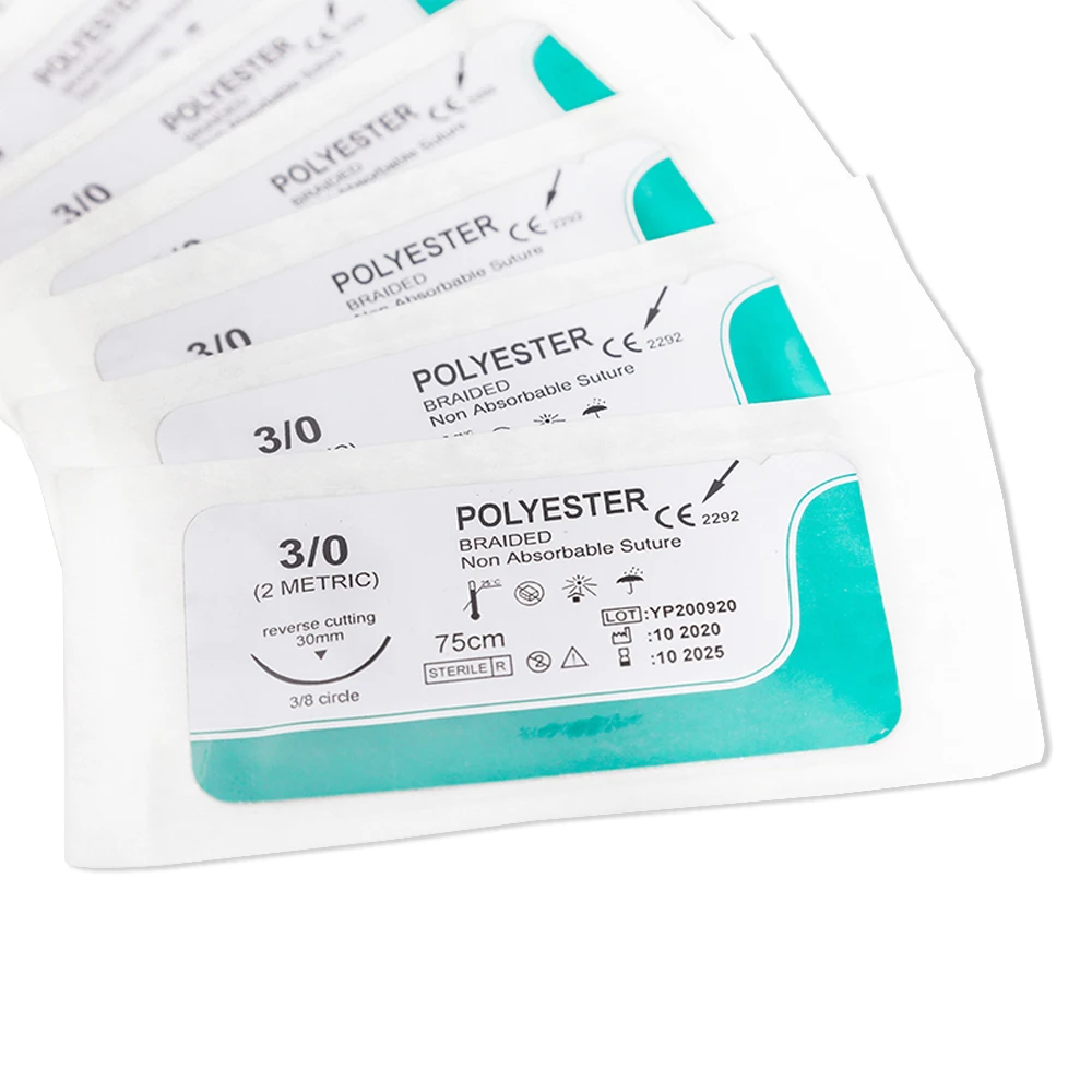 Disposable Surgical Silk Absorbable Polyglactin Pga Material Polyglycolic Acid Surgical Suture Thread With Needles