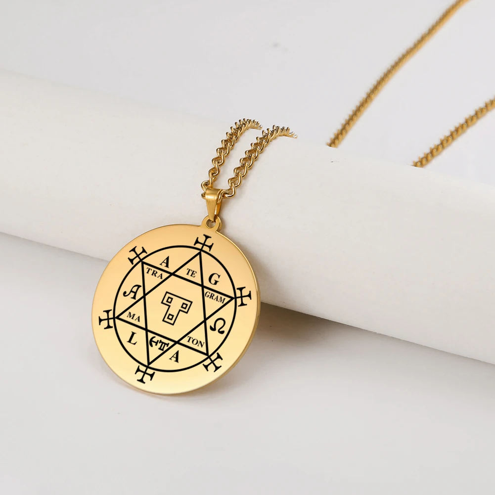 New Styles  Witchcraft Hexagram of Solomon Goetia Necklace Amulet Pendants  Talisman Stainless Steel Jewelry