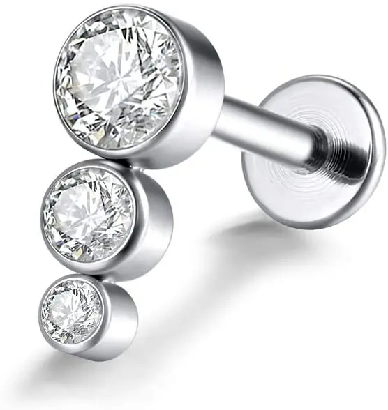 wholesale ASTM F136 titanium G23 Internally Threaded Tragus Shiny Earring Jewelry Set