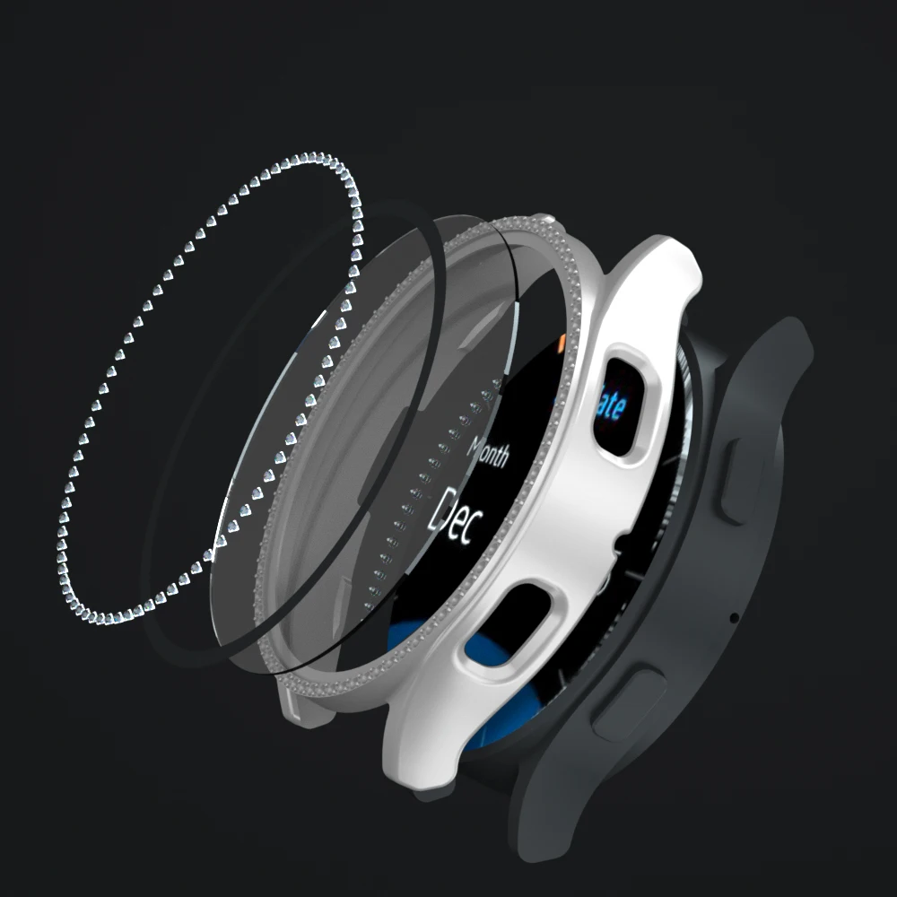 Luxury Shiny Diamond Samsung Galaxy Watch 4 Protective Case HD Screen PC with Case Multi Color for Galaxy Watch 4 40mm 44mm