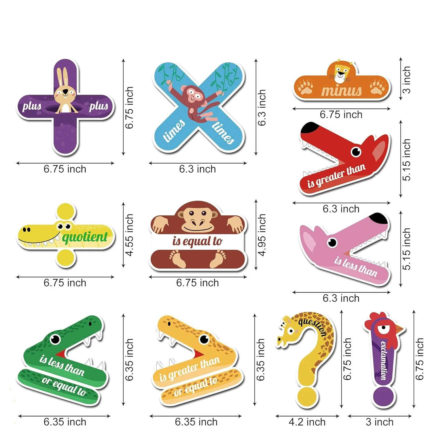 Math Sign Magnetic Teacher Tools Greater Than and Less Than Plus Minus Equal to Multiplication Teacher Magnets Animal for School