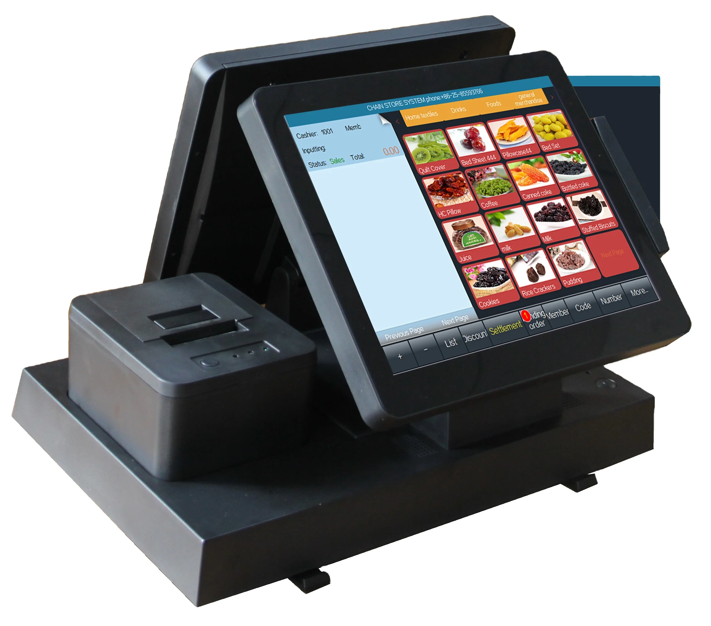 All-In-One 14 Inch Win/Android POS Kiosk Capacitive/Resistive Touch Display with Built-in Printer SDK Function