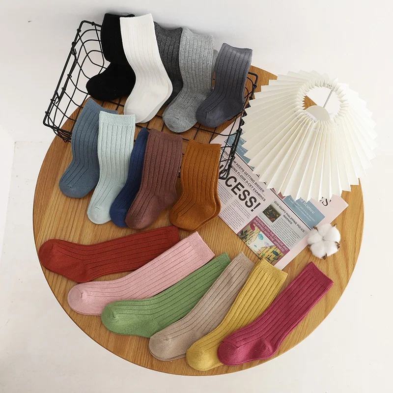 Baby sports socks autumn and winter princess style simple casual long socks for boys and girls