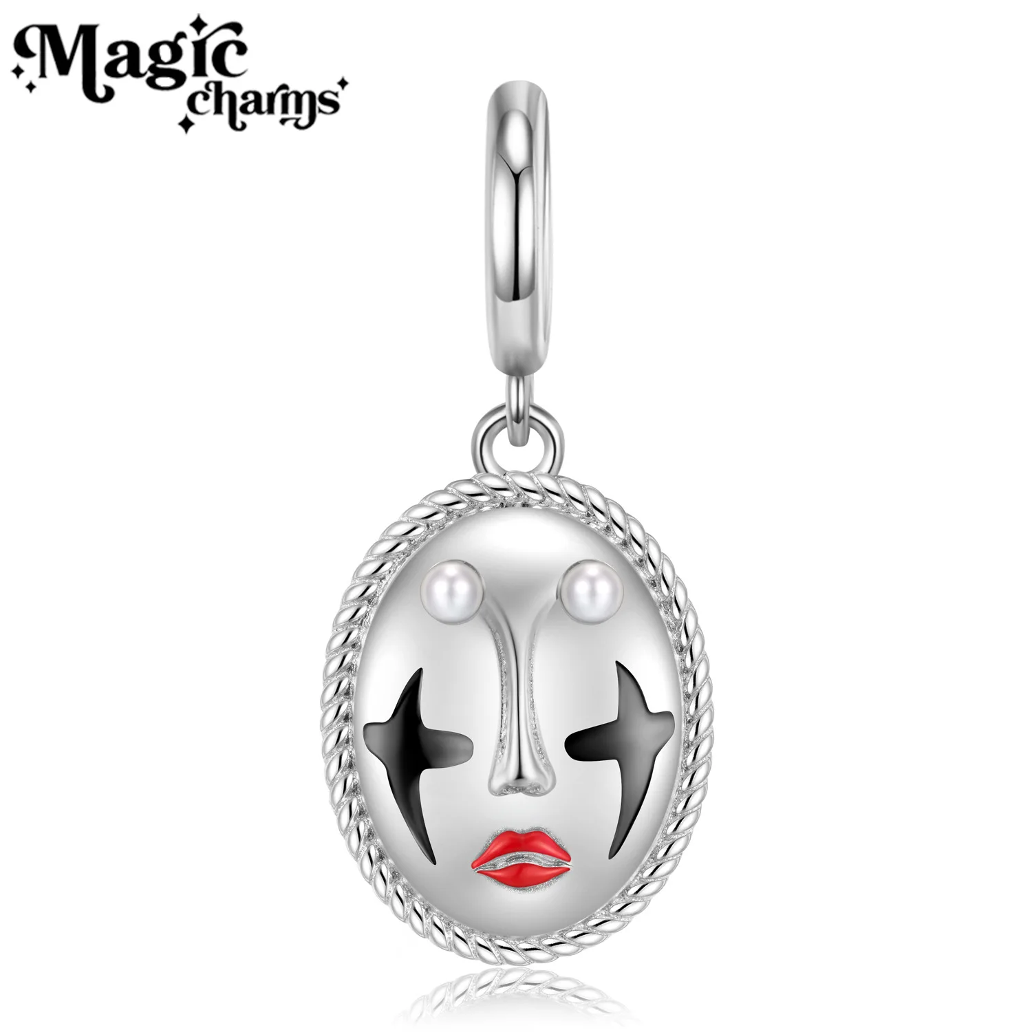 Original design Clown Mask Pendant eerie style niche design sense 925 silver diy bracelet accessory for hair