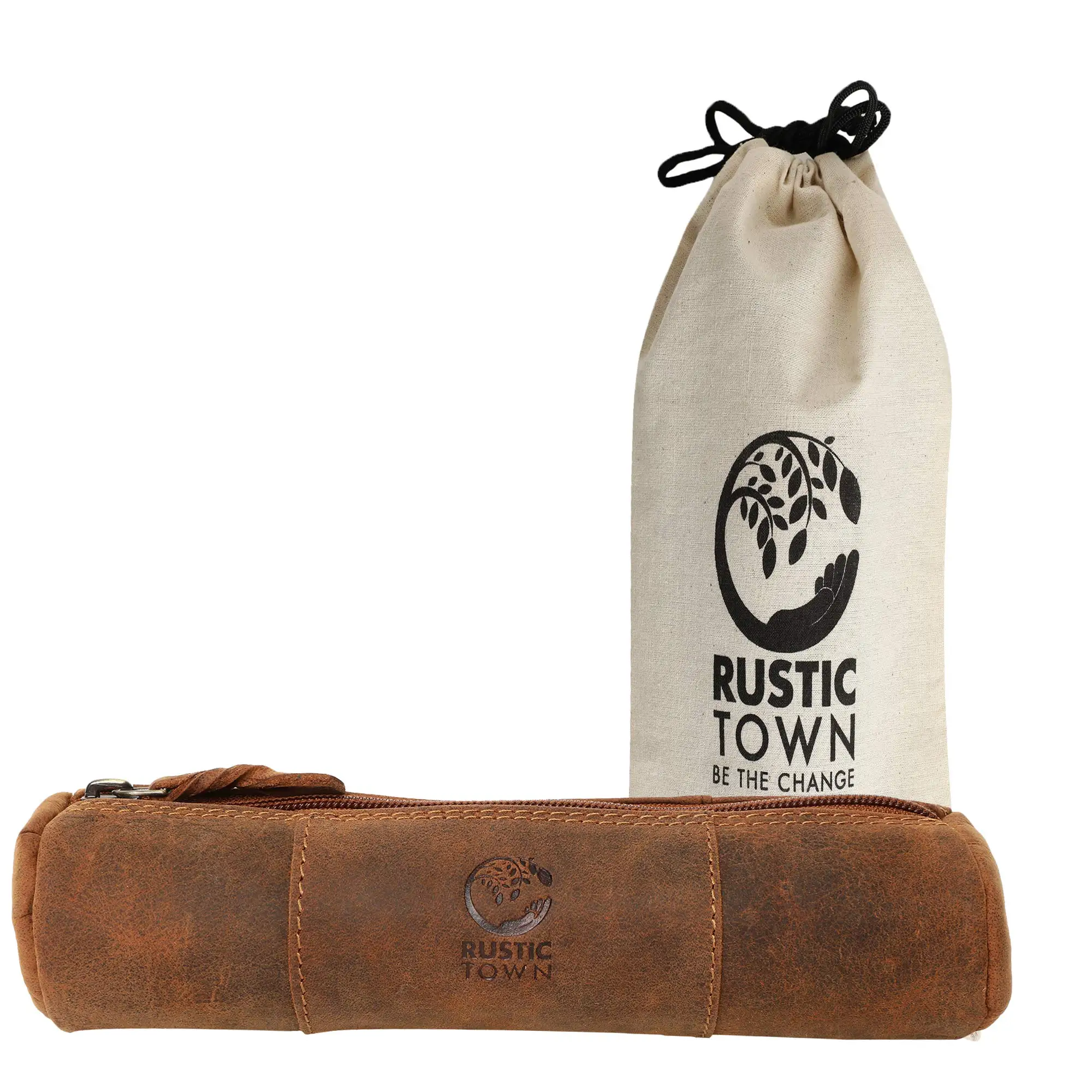 
Custom genuine leather pencil pouch zippered pen case for school work & office pencil cases for teens 