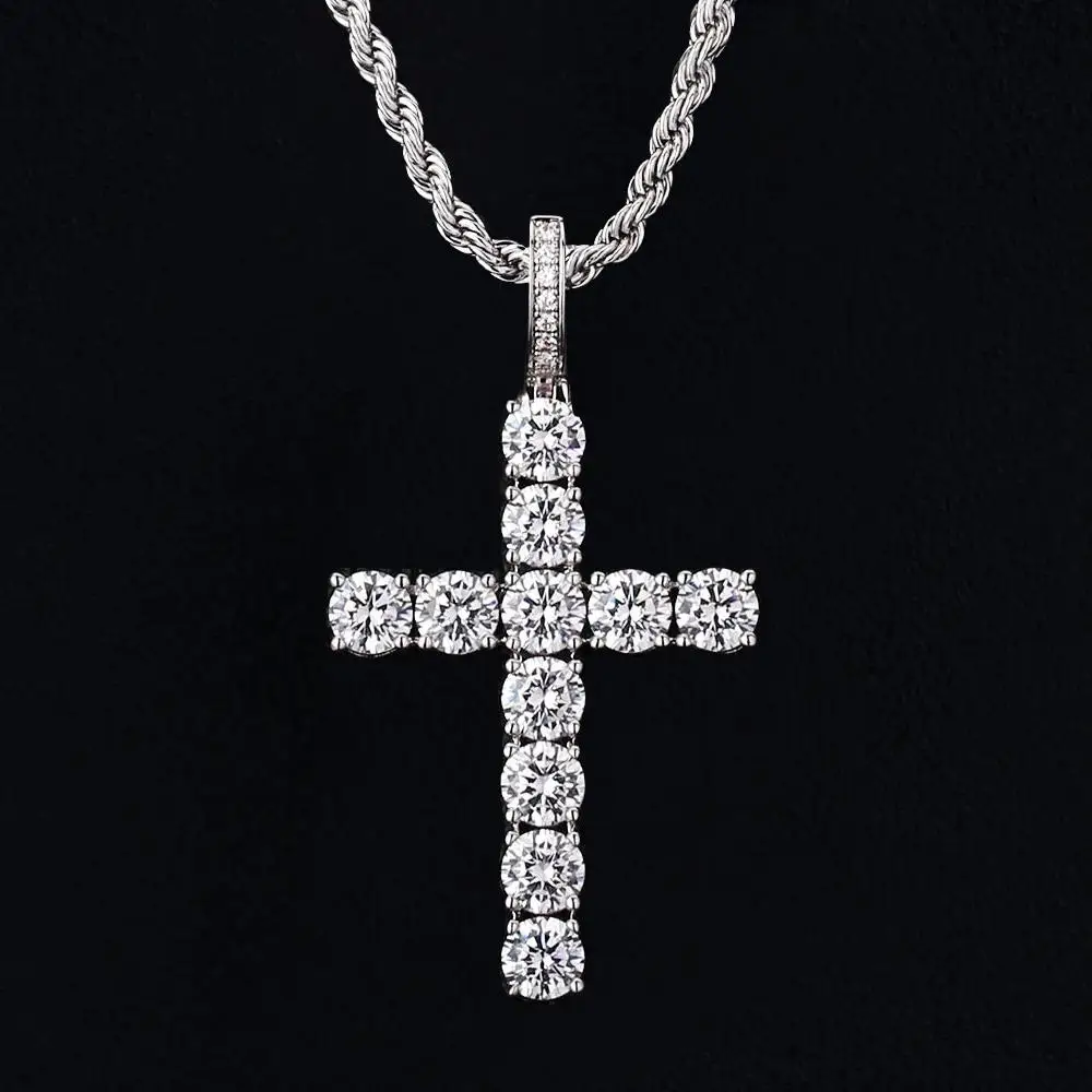 KRKC Drop Shipping 1pcs Service Silver White 14K Gold Small 5A CZ Diamond Cross Pendant Necklace