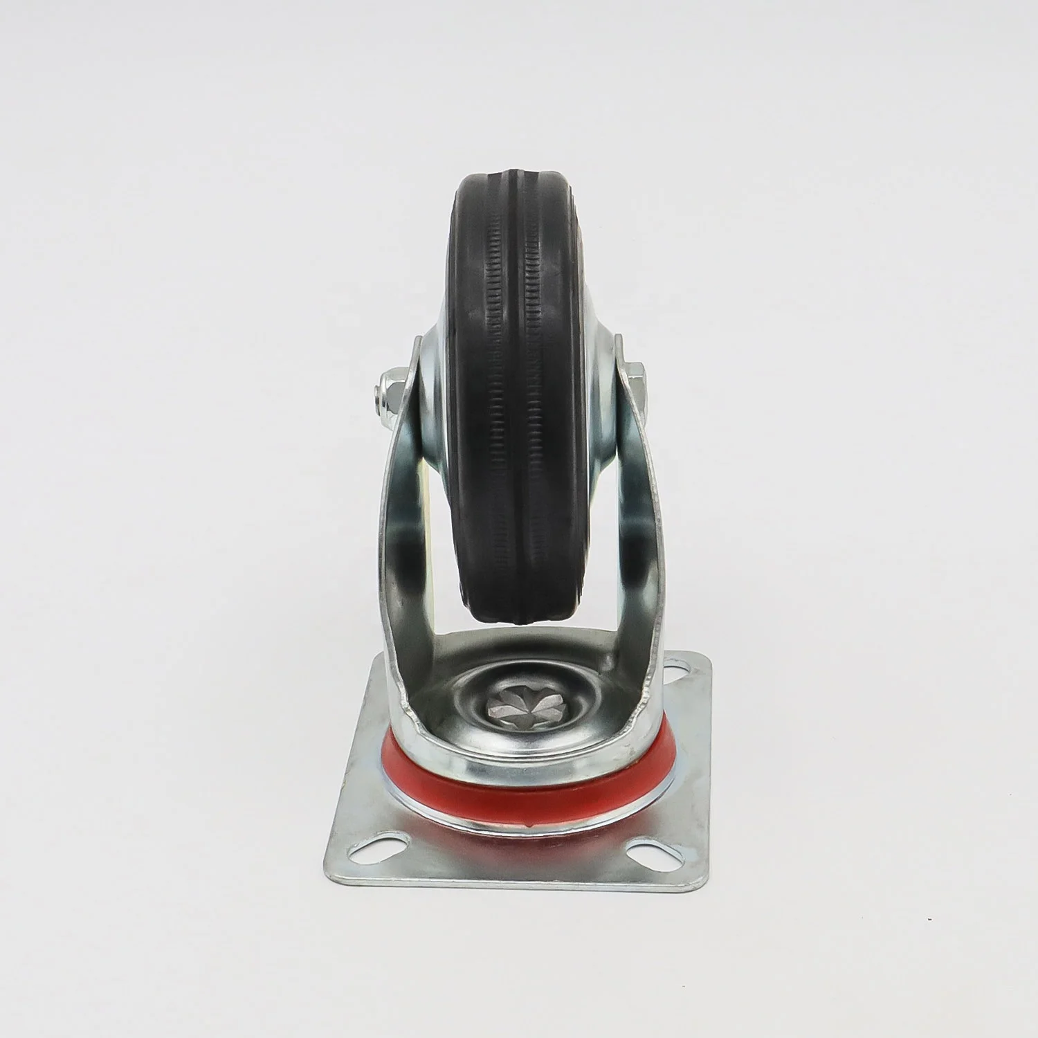 3 4 5 6 8 10 Inch Zinc Plated Black Solid Rubber Oil Proof Wheel Castor Rigid Swivel Locking Brake Trolley Cart Garbage Casters