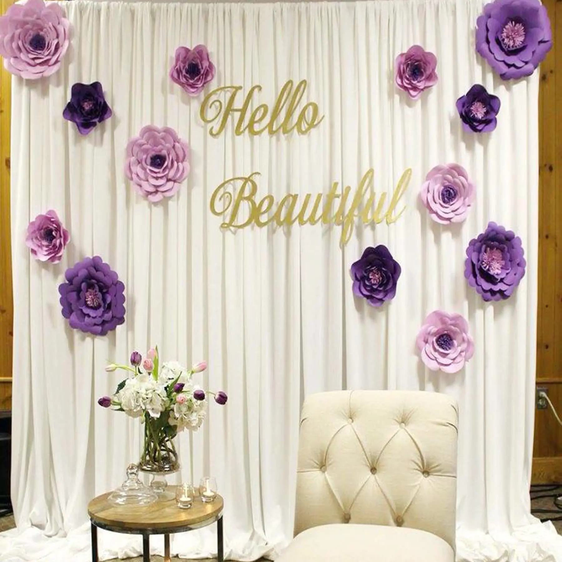 Wholesale Ivory Backdrop Curtain Drapes Chiffon Fabric Backdrop Panels for Wedding Party Ceremony Stage Decoration