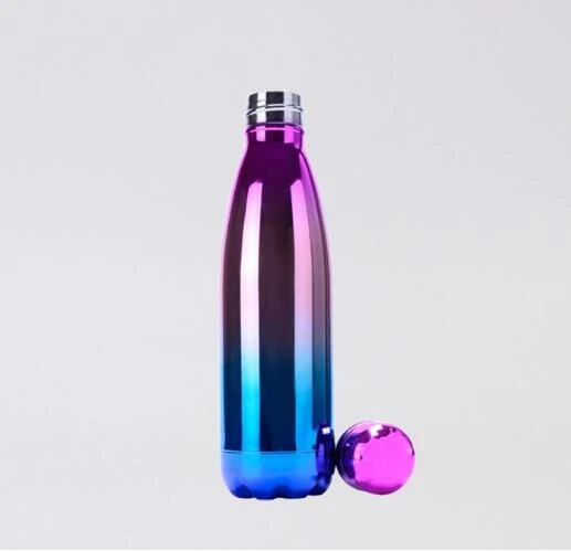 Vacuum Thermos Chilly Water Bottle in Bulk Rose Gold Cola Shaped Stainless Steel 17oz Sport Applicable for Boiling Water Support