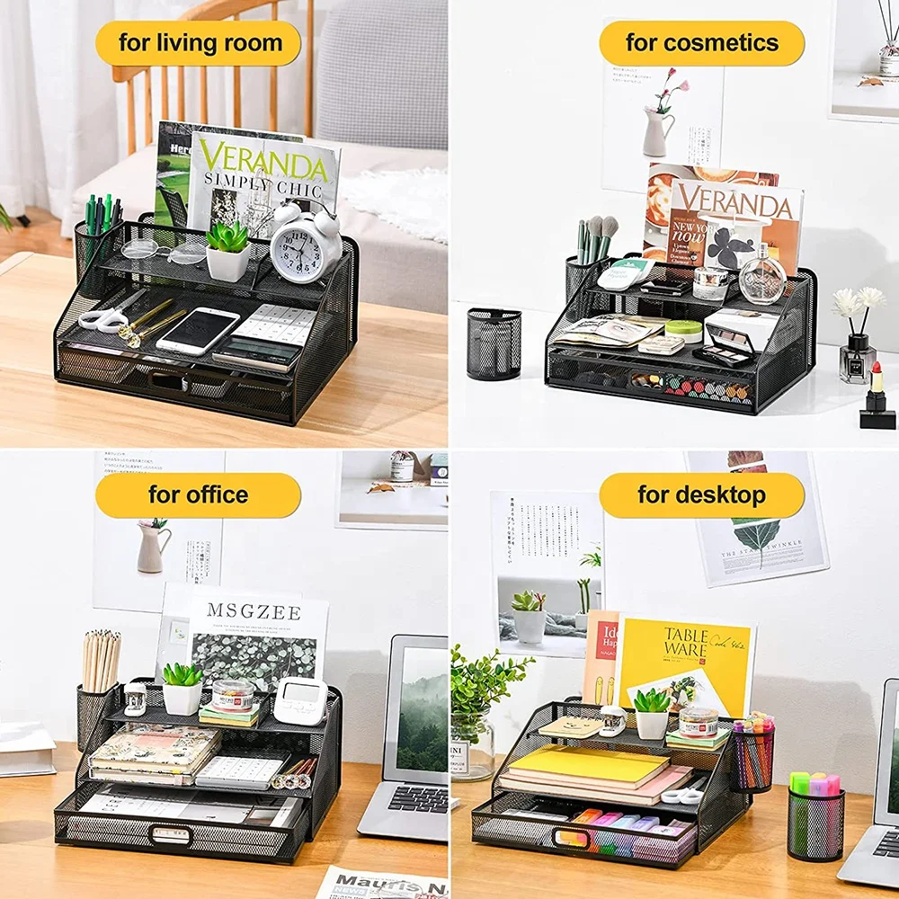 Factory directly supply Student Multi-Function Desktop Storage Rack Seven Grid File Data Storage Rack Desk Organizer