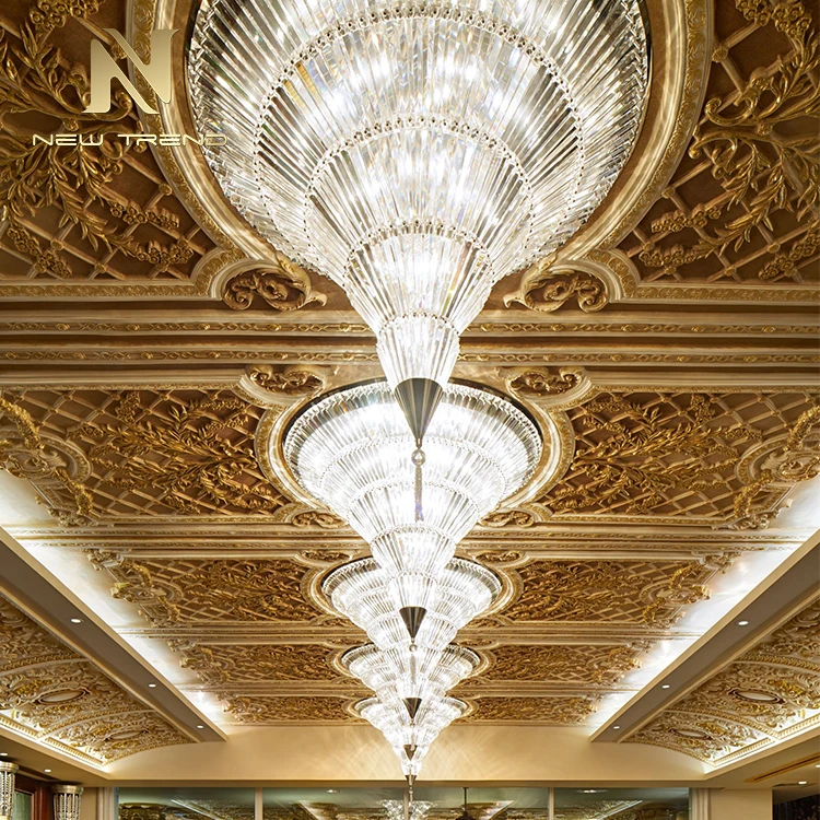 Professional Custom Indoor Hotel Lobby Decoration Ceiling Lighting Luxury Large Project Crystal Chandelier
