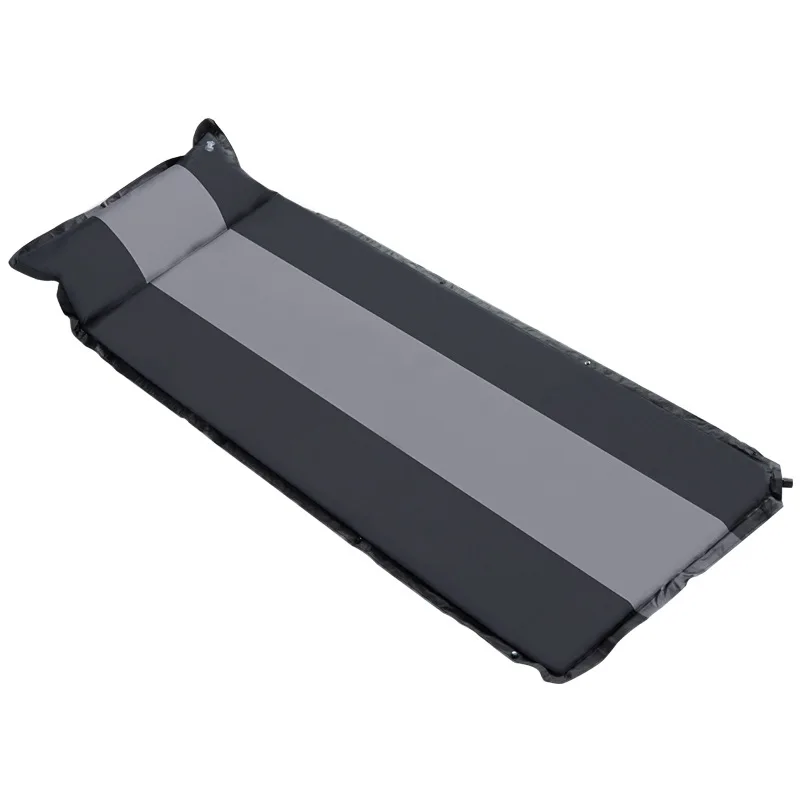 outdoor lightweight 190T polyester with PVC coated Camping Foam Mattress portable foldable self inflating camping mat