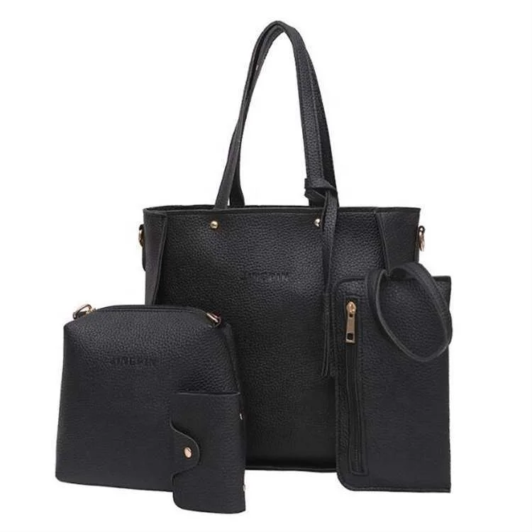 Fashion Ladies Accessories For Home Outdoor PU Leather Women One Shoulder Purse Wholesale 4 Pieces 1 Set Cross-body Handbag