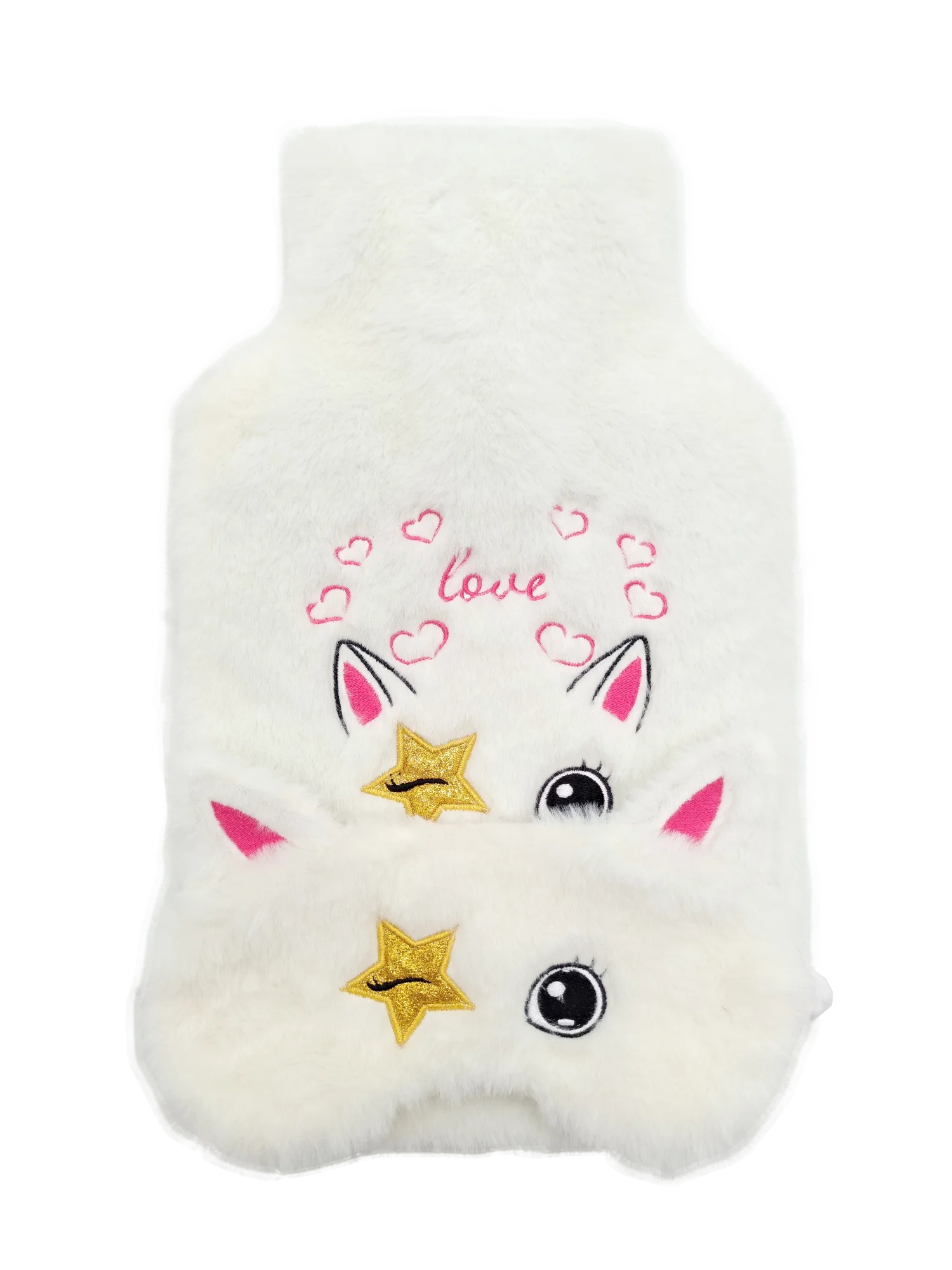 Modern Soft Eye Mask and Rubber Hot Water Bottle with Rabbit Fur Cover Gift Sets