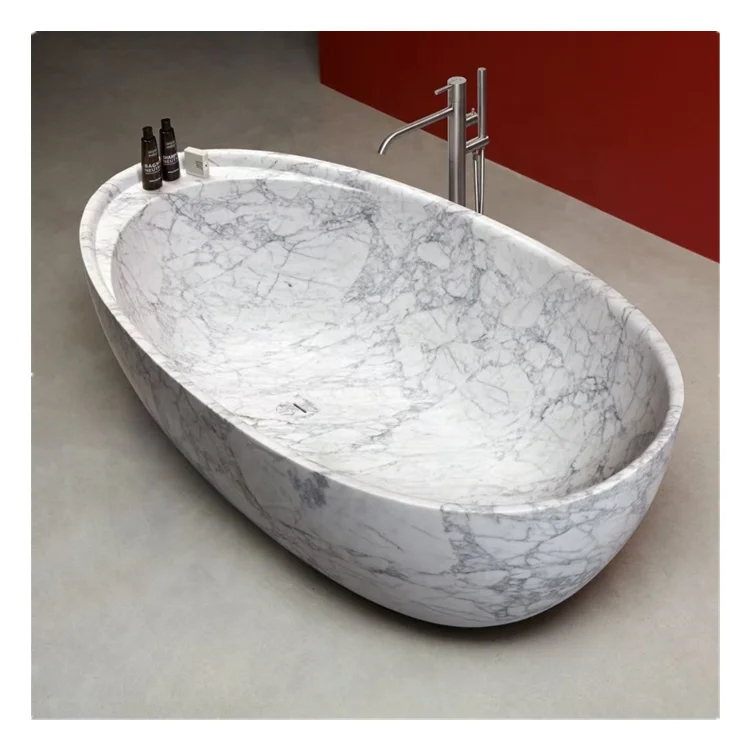 Stone Bathtub Marble Bath Tubs Carrara Freestanding Hand Carved High Polishing Natural Modern Villa Bathtubs & Whirlpools Porno