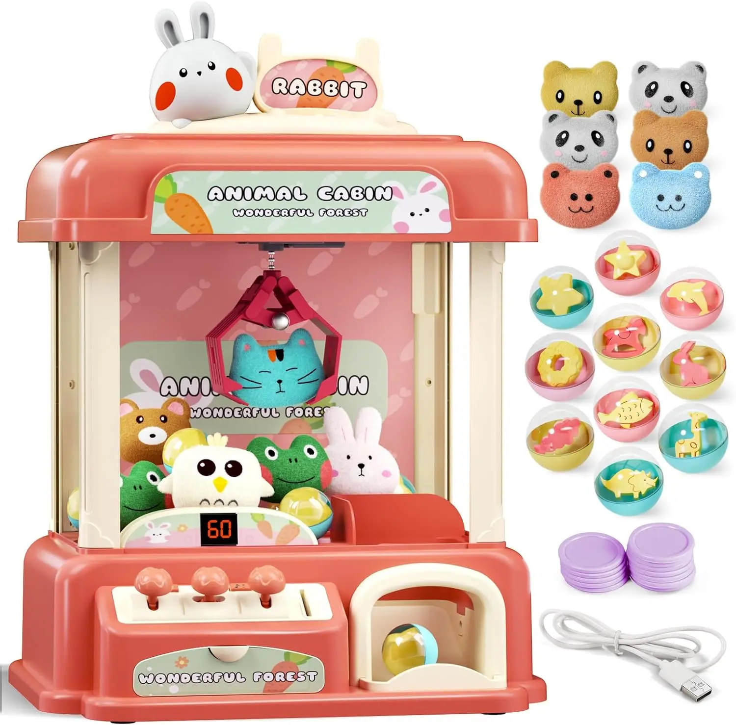 Claw Machine for Kids Electronic Arcade Game Candy Vending Prizes Grabber Claw Game Machine Toys for Party Birthday