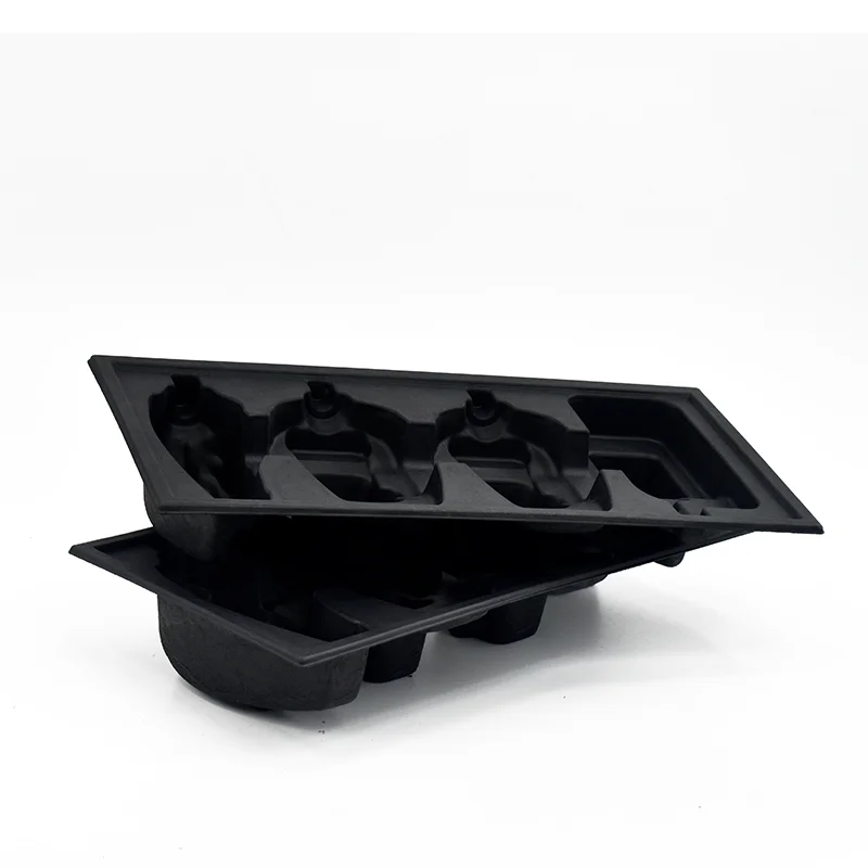 Custom Design Biodegradable Recycled Packing black Molded Pulp Kraft Packaging Paper Pulp Tray for electronics
