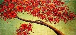 The Best Quality Golden Large Wall Oil Paintings Embossed Street Canvas Art Knife Painting