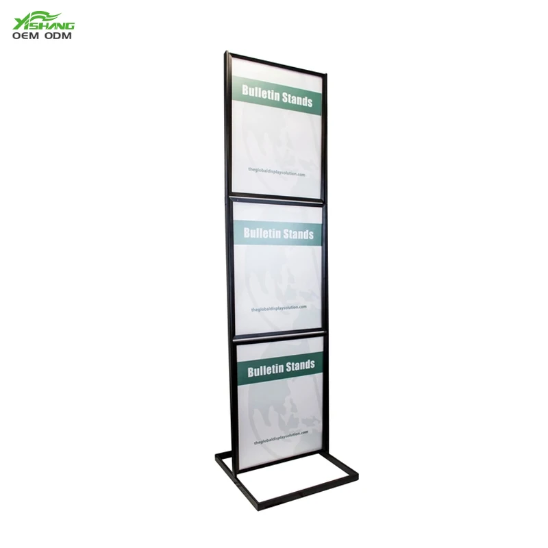Fashion shop racks stainless steel sign holder metal sign stand poster stand display holder shelf