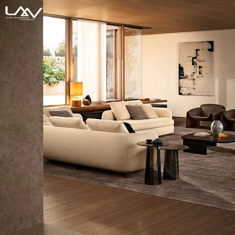 Popular Modern Simple Hotel Living Room Sofa Side Table Furniture  With Acrylic Villa Bedroom Movable Coffee Table