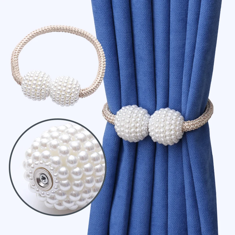 home accessories magnetic pearl ball curtain magnetic buckle tiebacks tie backs