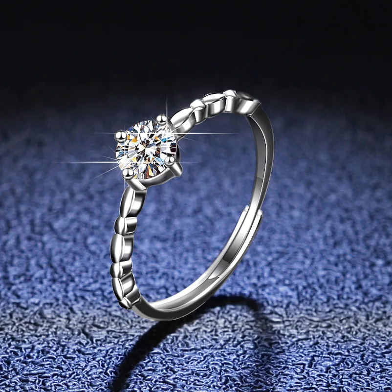 Moissanite Diamond Ring  Four Paws Diamond Ring Pure Silver Set With Zircon Ring